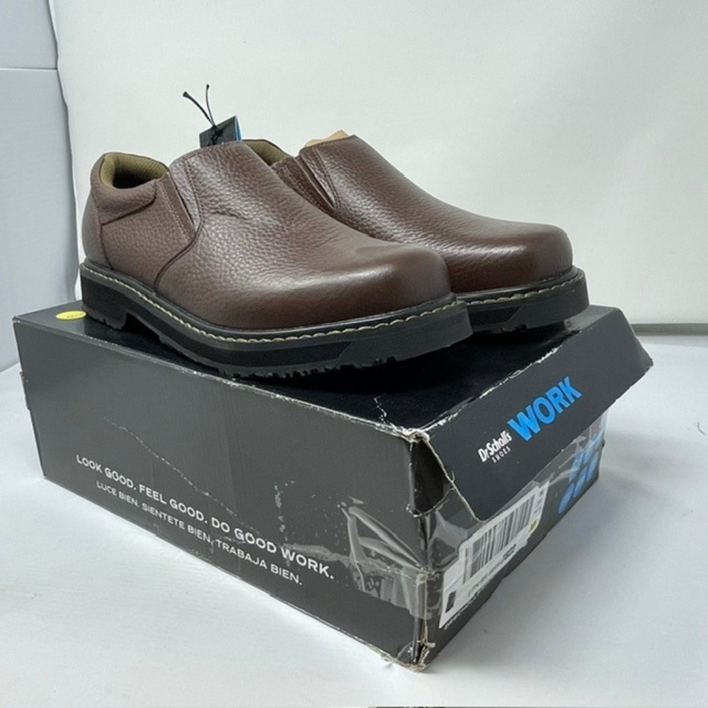 Dr. Scholl's Work Winder II Mens Brown Leather Slip Resistant Shoes Size 7.5 M